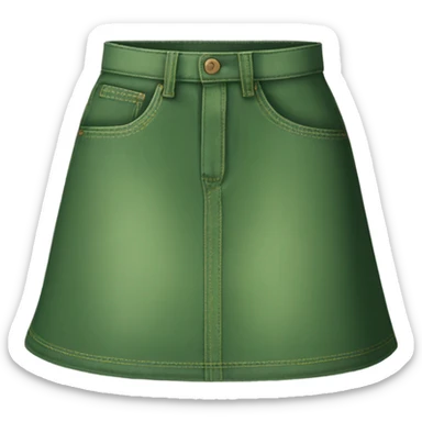 Realistic A-line high waisted green denim skirt, isolated sticker