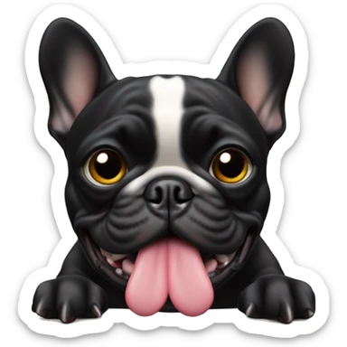 All black French bulldog playing video games sticker