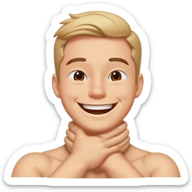 Guy with arms crossing his neck while laughing  sticker