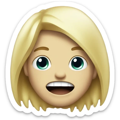 smiling blonde boy in horror disgusting monster sticker