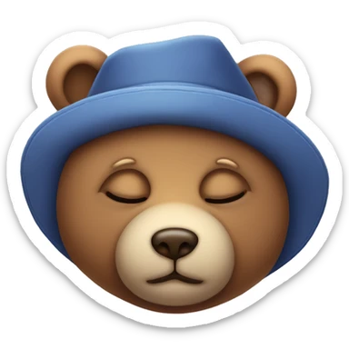 sleepy teddy bear with a night time hat  sticker