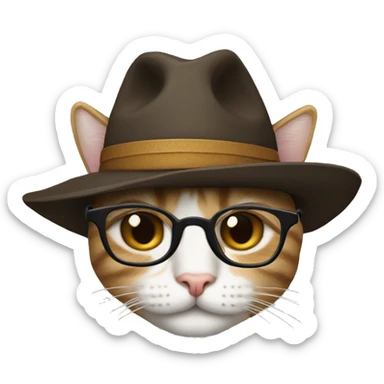 Puedes crearme un gato con lentes y sombrero  sticker