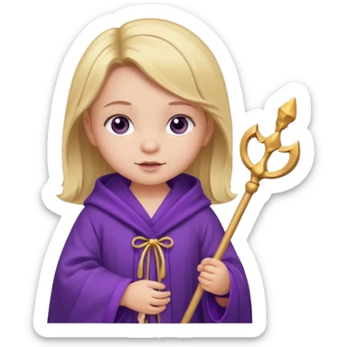 baby girl wizard with purple robe and staff sticker