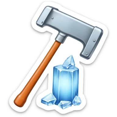 an ice and a big hammer, means break the ice sticker