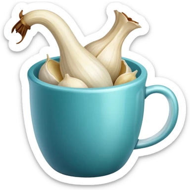 individual peeled garlic clove in a cup sticker