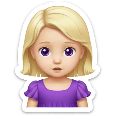 purple dress blond  baby girl  sticker