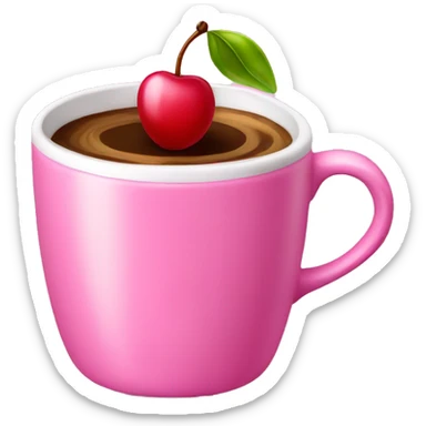 Pink Coffee cup with cherry sticker