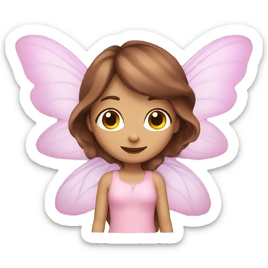  fairy with brown hair and pink wings  sticker