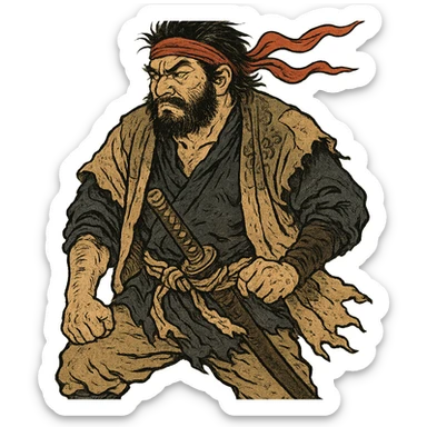 ukiyo-e style outlaw sticker