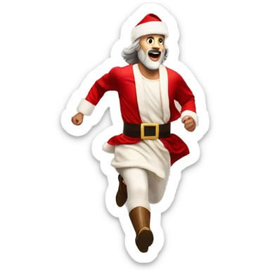 skipping sprint Jesus santa costume sticker