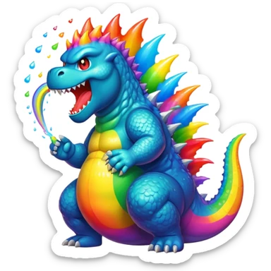 godzilla rainbow puke sticker