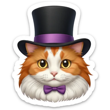 fluffy cat with a top hat sticker