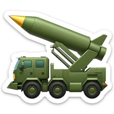 HIMARS rocket launcher, three-quarter view, simple details, military equipment, emoji style sticker