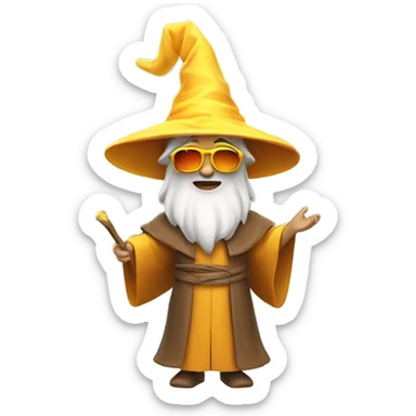 Wizard wearing sun robe and sun hat because he loves the sun sticker
