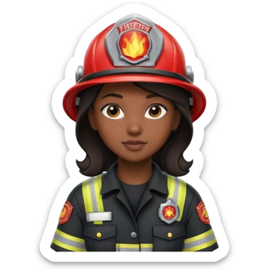 Firefighter girl with Black uniform sticker