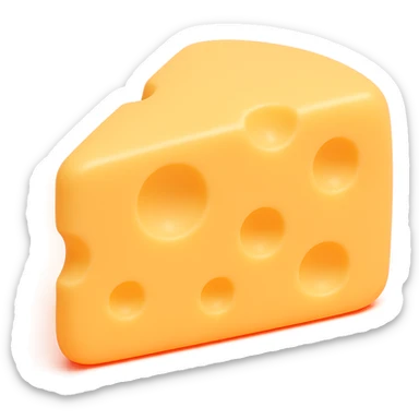 wedge of cheese in retro 90's toy style, bright orange #FF8F15, semi-transparent, soft plastic, soft and squishy texture, some cloudiness, a bit shiny, highly detailed, appealing, realistic shadow under the cheese, no background sticker