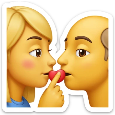 an emoji sniffing another emoji's cheek, with a small sniffing gesture sticker