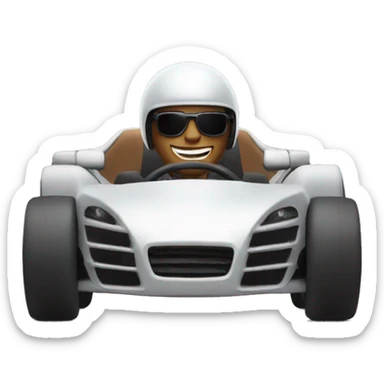 cool man racing in a car sticker