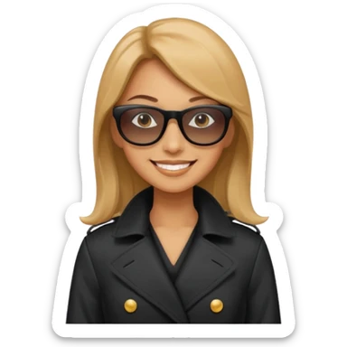 woman in black trenchcoat and sunglasses sticker