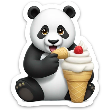 Panda eating ice cream sticker