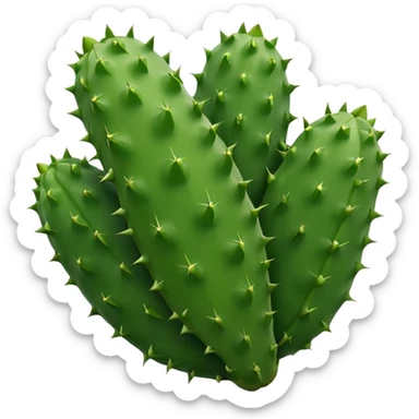 Realistic emoji of a Mexican nopal, without thorns or spines, smooth green surface, juicy and fresh like the kind used for cooking in Mexico. sticker