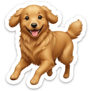 happy dog running after ball sticker