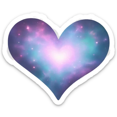 Pastel White iridescent nebula heart sticker