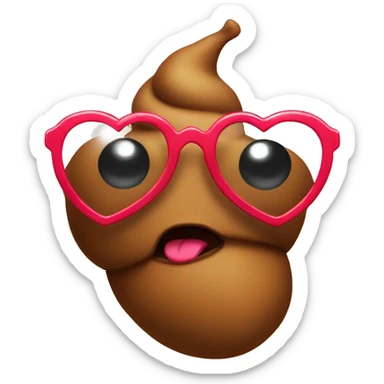 a poop emoji wearing heart glasses sticker