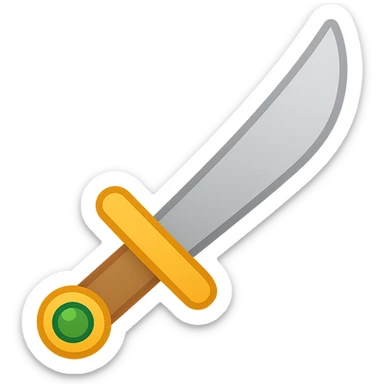 Make the blade slightly curved, keep the hilt simple, only the gemstone in the hilt is colored, in emoji style with transparent background. sticker