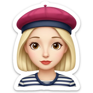 Parisian woman with beret and striped shirt sticker