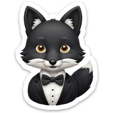 black fox wearing bow ties sticker