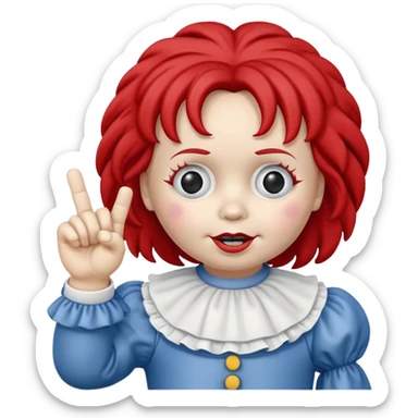 raggedy ann doll flipping off with middle finger creepy  sticker
