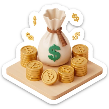 3d skeumorphic money bag sticker