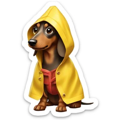 Sausage dog wearing a raincoat sticker