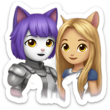 a cat and girl roleplay sticker