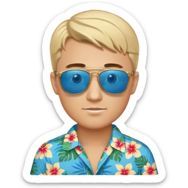Charlie kirk with blonde hair and Blue eyes on epstein island but make hi really look like Charlie kirk sticker