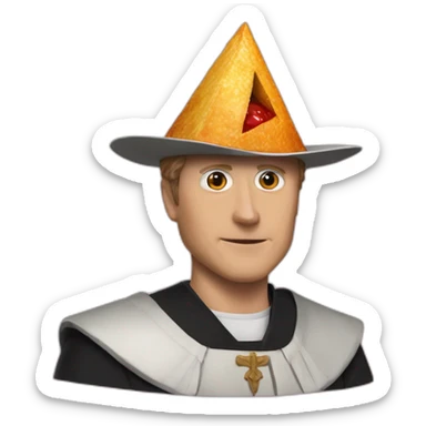 Geoff keighley with dorito pope hat sticker