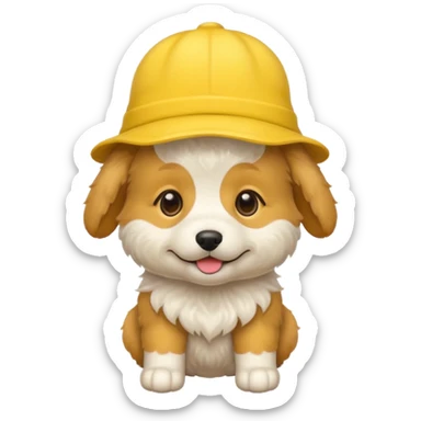 puppy dog with hat yellow sticker