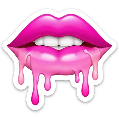 hot pink ombre glossy lips with white paint dripping off sticker