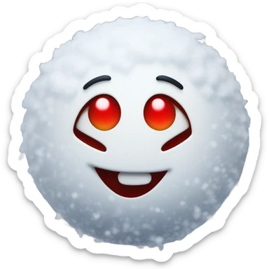 smiling face with red eyes and a pile of snow infront of their face sticker