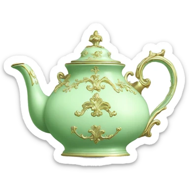 Pale Green vintage rococo teapot sticker