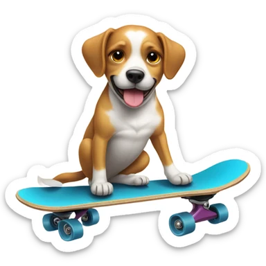 Dog on a skateboard with a heart over he’s head sticker