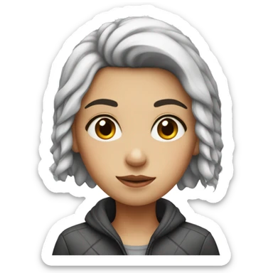 Girl with short dark hairs with cold near the check  sticker