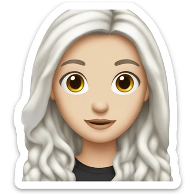 white girl with long black hair high sticker