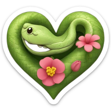 Romantic heart with a snake and a flower rapped around it sticker