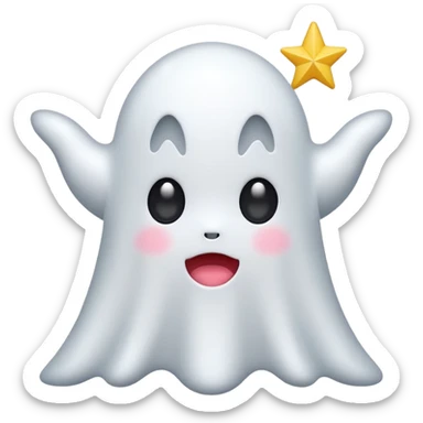 ghost kawai star white sticker