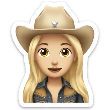 blonde emo cowgirl with sparkly cowboy hat sticker