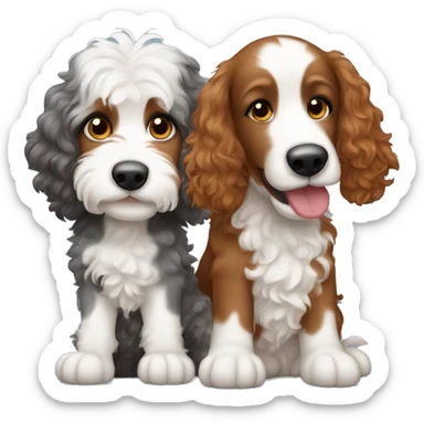 redhead girl with tri merle bernedoodle sticker