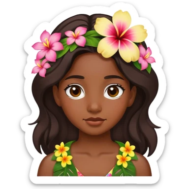 Hawaiian girl with flower in ear sticker