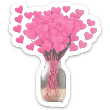 10000000 huge pink hearts on stems in a clear glass vase sticker
